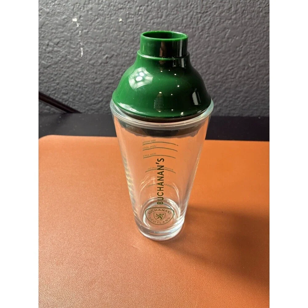 Buchanan's Scotch Whiskey Cocktail Shaker Glass with Green Lid
